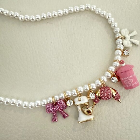 Betsey Johnson Pink and Cream Charm Necklace - Picture 4 of 5